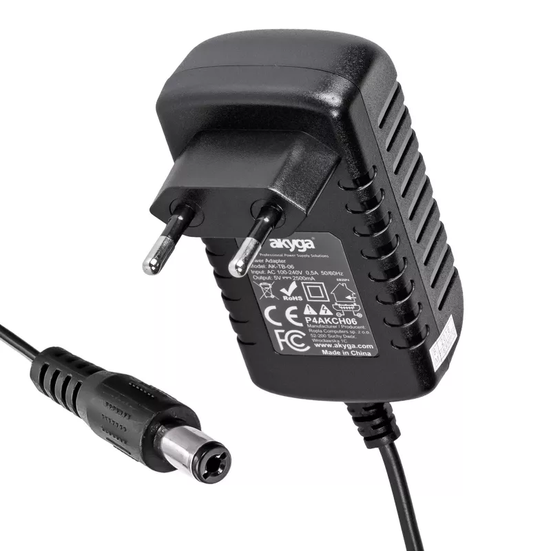 Akyga AK-TB-11 universele voeding 9 V / 1 A, 9 W, 5,5 x 2,1 mm stekker, 1,5 m