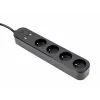 Stekkerdoos GEMBIRD TSL-PS-F4U-02 met 4 PL-stopcontacten en USB-oplader, zwart
