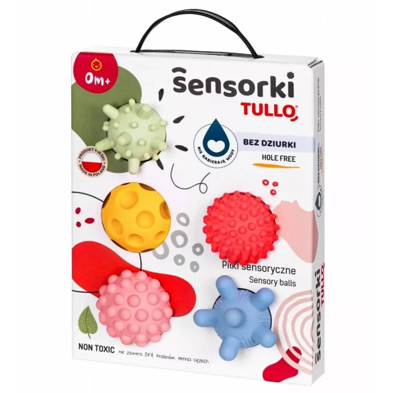 Sensorische ballen zonder gaten TULLO pastel, 5 stuks