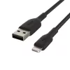 Kabel gevlochten USB-Lightning 1 m zwart