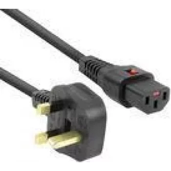 Netkabel ACT PC980 — UK-stekker naar C13 IEC Lock, 2 m, 230 V 10 A, zwart