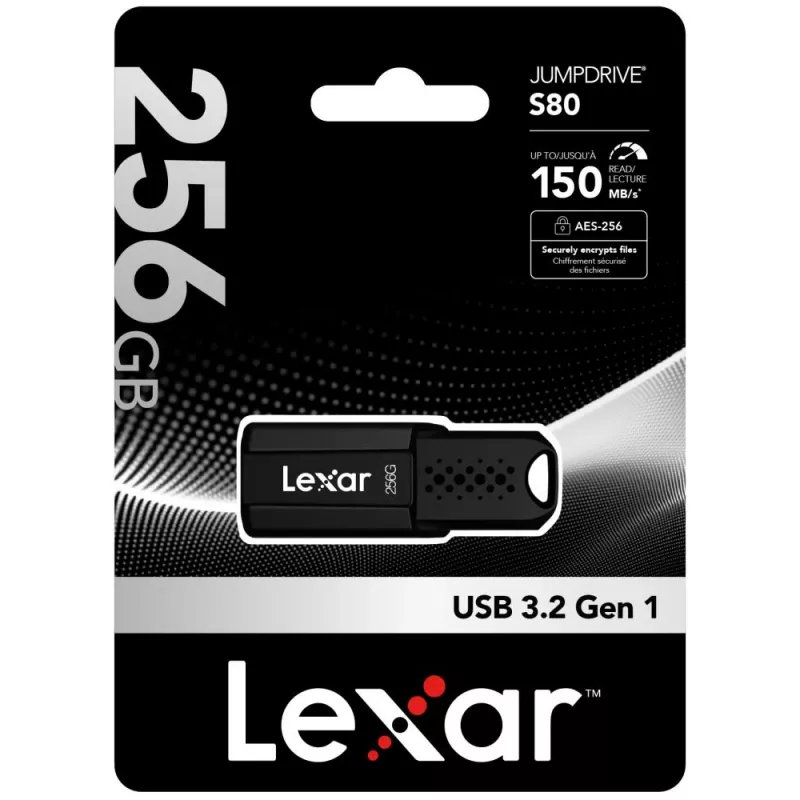 USB-stick Lexar JumpDrive S80 256 GB, USB Type-A, USB 3.2 Gen 1, zwart, 20 g