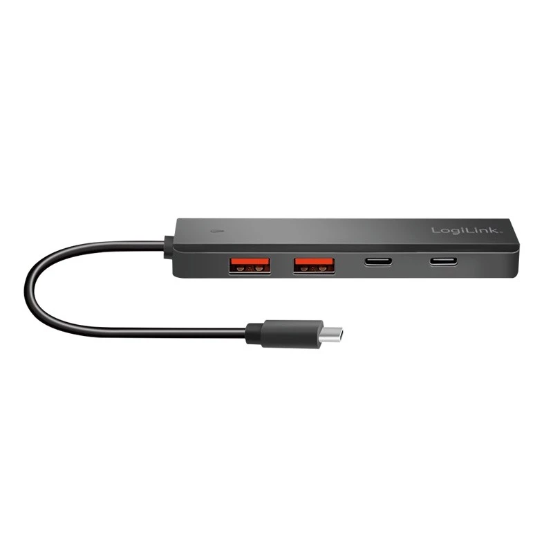 USB-C-hub, 4 poorten 2x USB-A, 2x USB-C, zwart