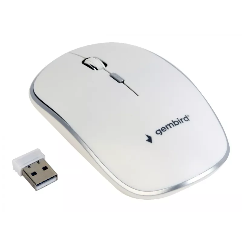 Draadloze muis GEMBIRD MUSW-4B-01-W, dubbelhandig, optisch 1600 DPI, 4 knoppen, RF Wireless, wit