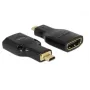DeLOCK 65664 High Speed HDMI-adapter met Ethernet, HDMI Micro-D male naar HDMI-A female, 4K, zwart