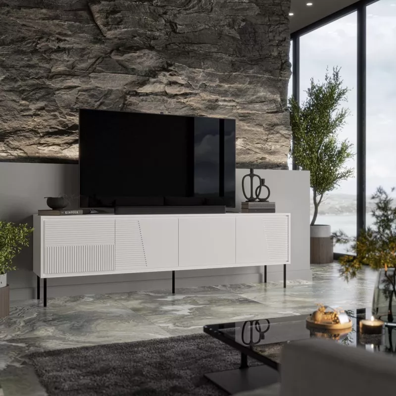 RTV-meubel ABI 4D 200x38x62 wit mat
