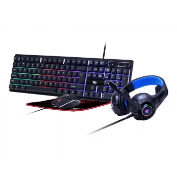 Gaming-toetsenbord met muis GEMBIRD GGS-UMGL4-02 — full-size USB QWERTY US-Engels, zwart, LED-achtergrondverlichting