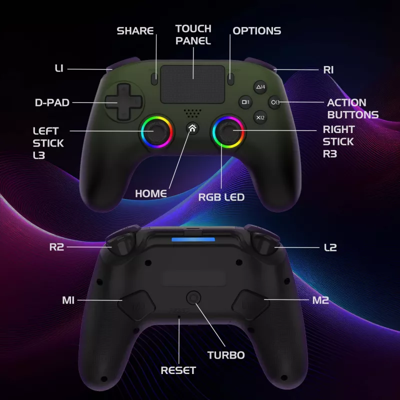Subsonic draadloze led-controller groen voor PS5