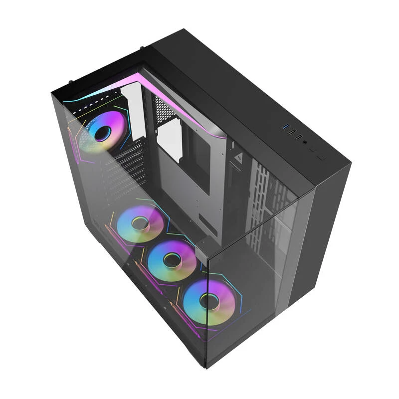 Darkflash TH285 computerbehuizing (zwart) + 4 ventilatoren
