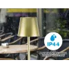 Beper P201UTP116 oplaadbare LED-tafellamp, 1,5 W, aanraakschakelaar, dimbaar, flesadapter van 33 mm, waterbestendig, goudkleurig