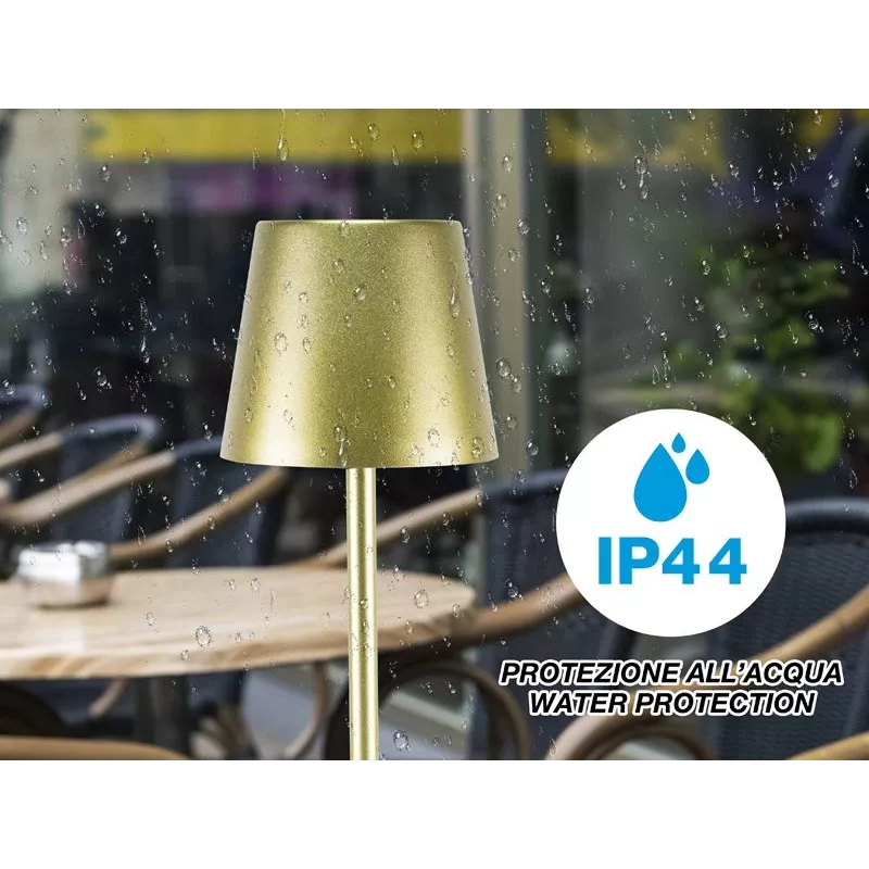 Beper P201UTP116 oplaadbare LED-tafellamp, 1,5 W, aanraakschakelaar, dimbaar, flesadapter van 33 mm, waterbestendig, goudkleurig