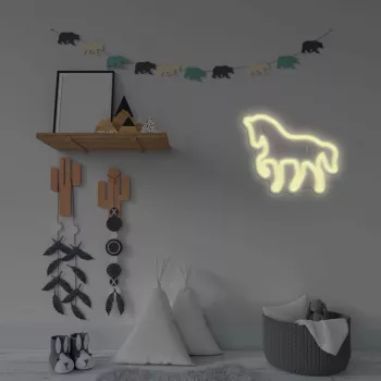 LED-neonbord MANTA SNL103WH – paardenmotief, wit