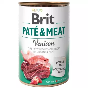 BRIT Paté & Meat met wild – natvoer voor honden – blik – 400 g