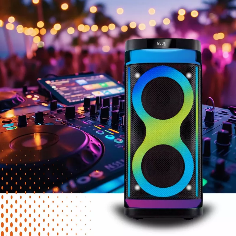 Draagbare luidspreker MANTA SPK0601B100, 100 W, Bluetooth, karaoke, draadloze microfoon, accu, equalizer, discolicht