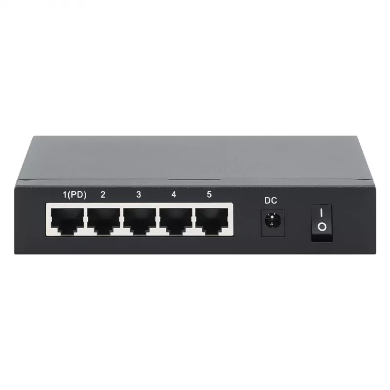 Gigabit 5xPoE Passthrough-switch, gevoed via PoE of AC, 68W