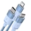 3in1 USB-kabel Baseus StarSpeed Series, USB-C + Micro + Lightning 3,5A, 1,2m (blauw)
