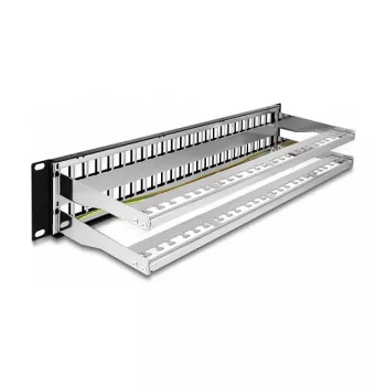 DeLOCK 19 inch Keystone patchpanel 48 poorten met trekontlasting 2U zwart