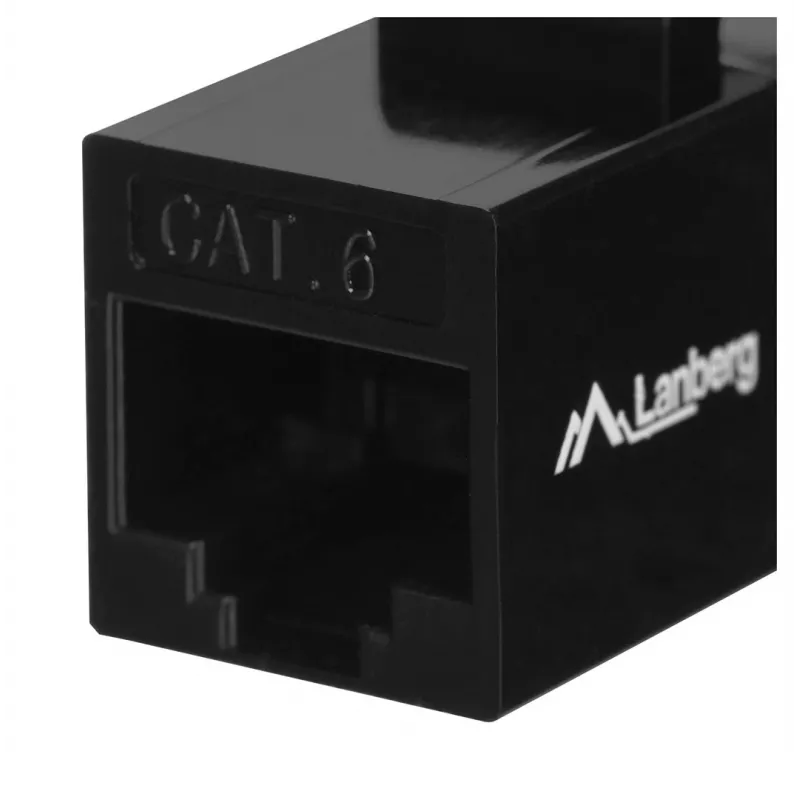 Keystone-module LANBERG KSU6-3000 — Cat6 U/UTP RJ-45 bus naar RJ-45 bus, plat ontwerp, zwart