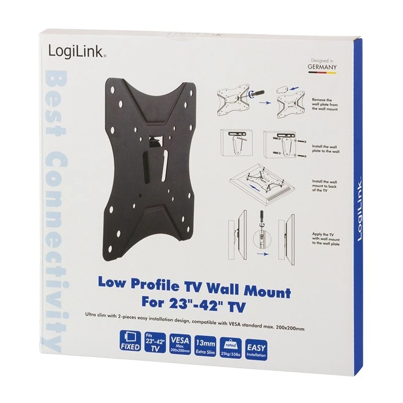 Tv-wandsteun LogiLink BP0004 106,7 cm (42 inch) zwart