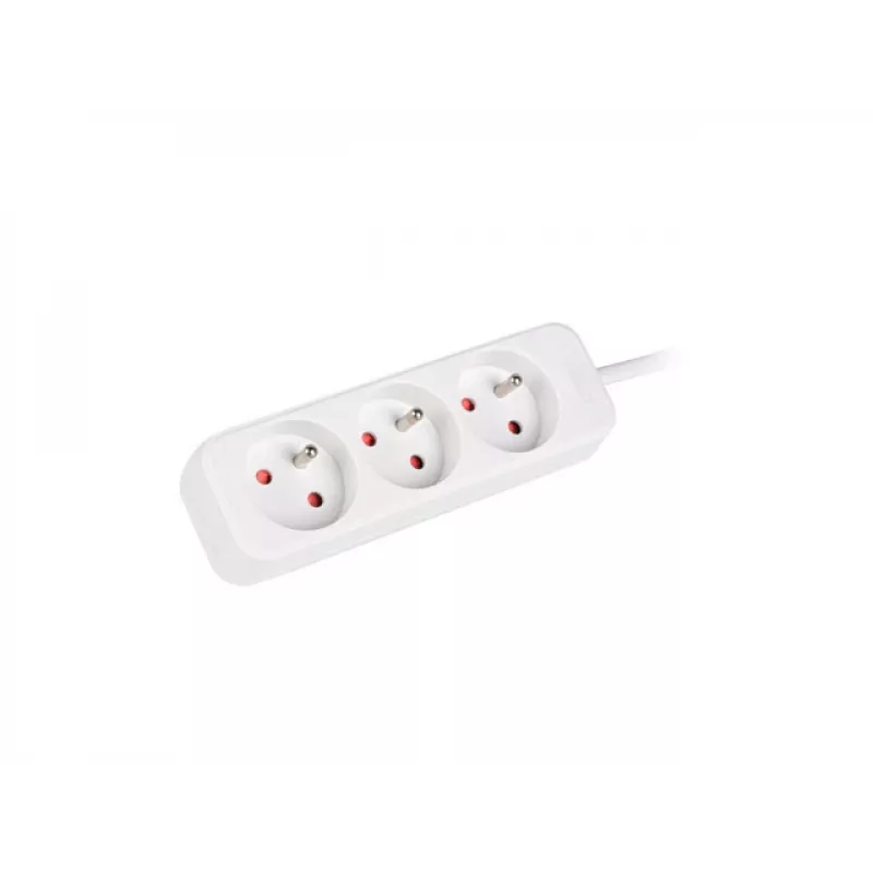LANBERG PS0-03E-0300-W 3M wit 3X 230V verlengsnoer van massief koper