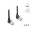 Netwerkkabel DeLOCK RJ45 Cat.6A S/FTP slank 90° omhoog 0,5 m zwart