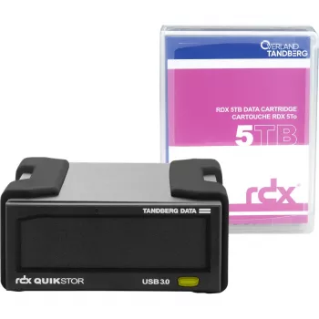 RDX externe drivekit Overland‑Tandberg 5TB HDD USB 3.2 Gen 1, duurzaam 260 MB/s, zwart, 110×178×52 mm