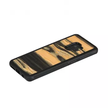 Smartphonehoesje van hout voor Samsung Galaxy S9, wit ebbenhout/zwarte afwerking