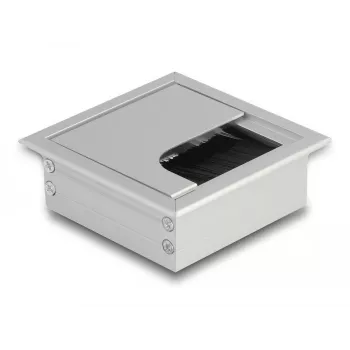 DeLOCK kabeldoorvoer voor tafmontage met borstel 80x80x28mm zilver