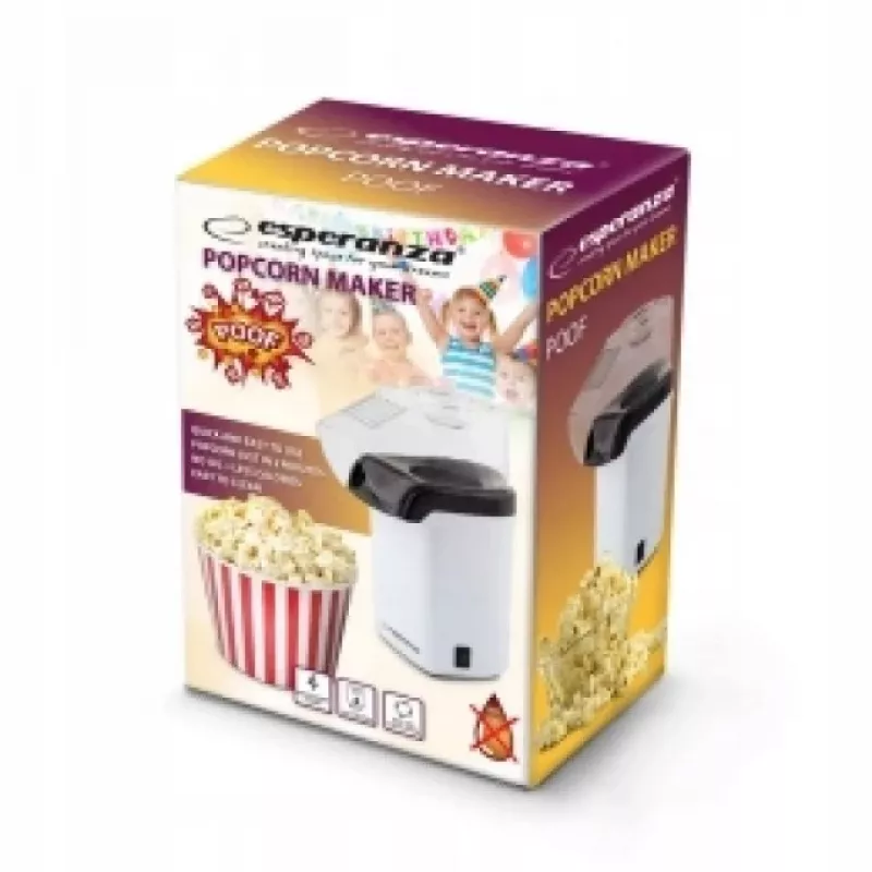 Popcornmachine Esperanza EKP005W zwart wit, 0,27 L, 1200 W, hetelucht