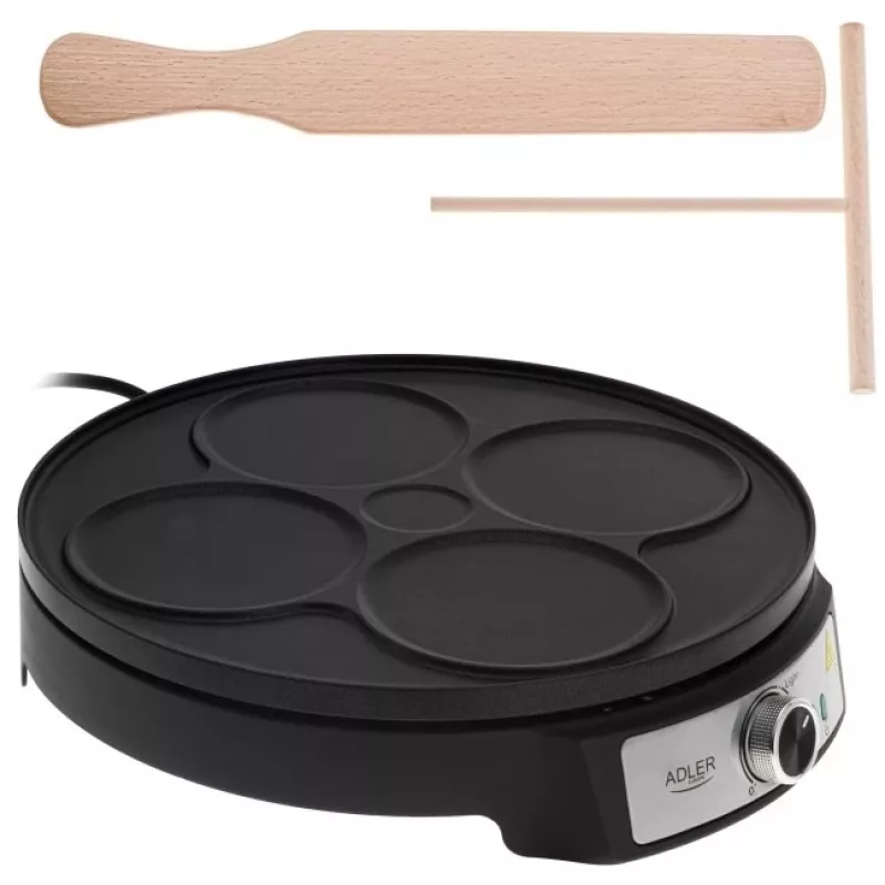 Adler AD 3093 2-in-1 dubbelzijdige elektrische crêpemaker, 1600 W, zwart