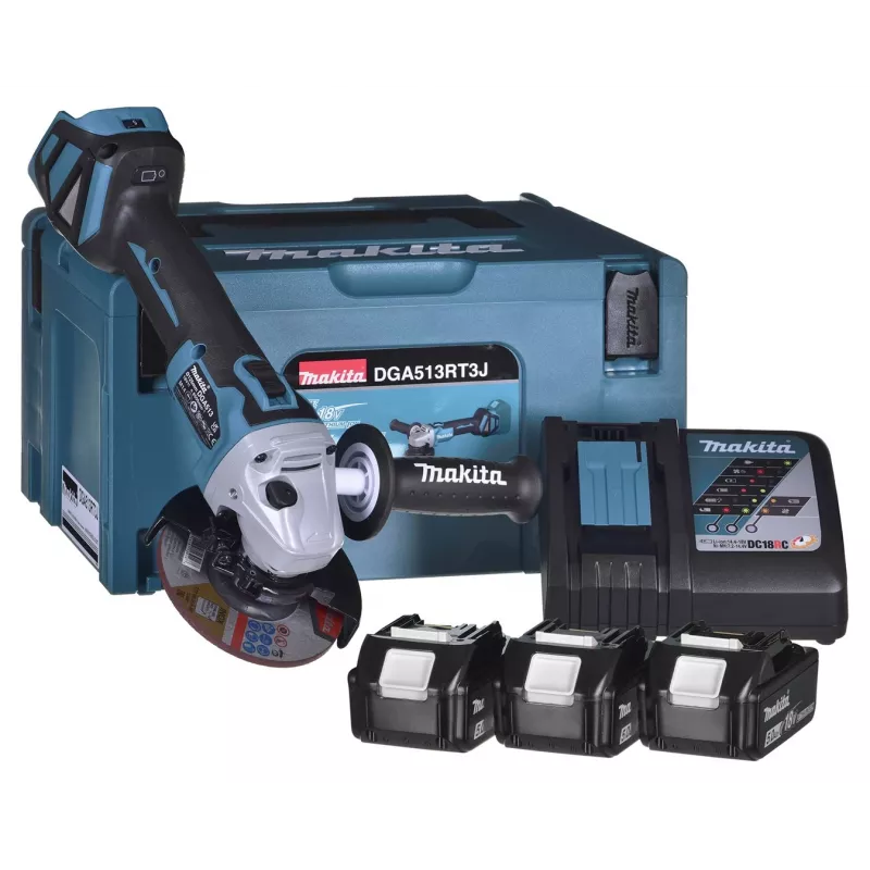 Haakse slijper 18V 3x5.0Ah accu DGA513RT3J MAKITA