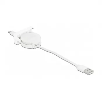 Kabel DeLOCK Easy 45 Module USB 2.0 Oprolbaar kabel USB Type-A naar 8 Pin Lightning bus wit