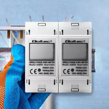 Eenfasige energieverbruiksmeter QOLTEC 50899 230 V 50 Hz, 5(60)A, klasse 1.0, LCD