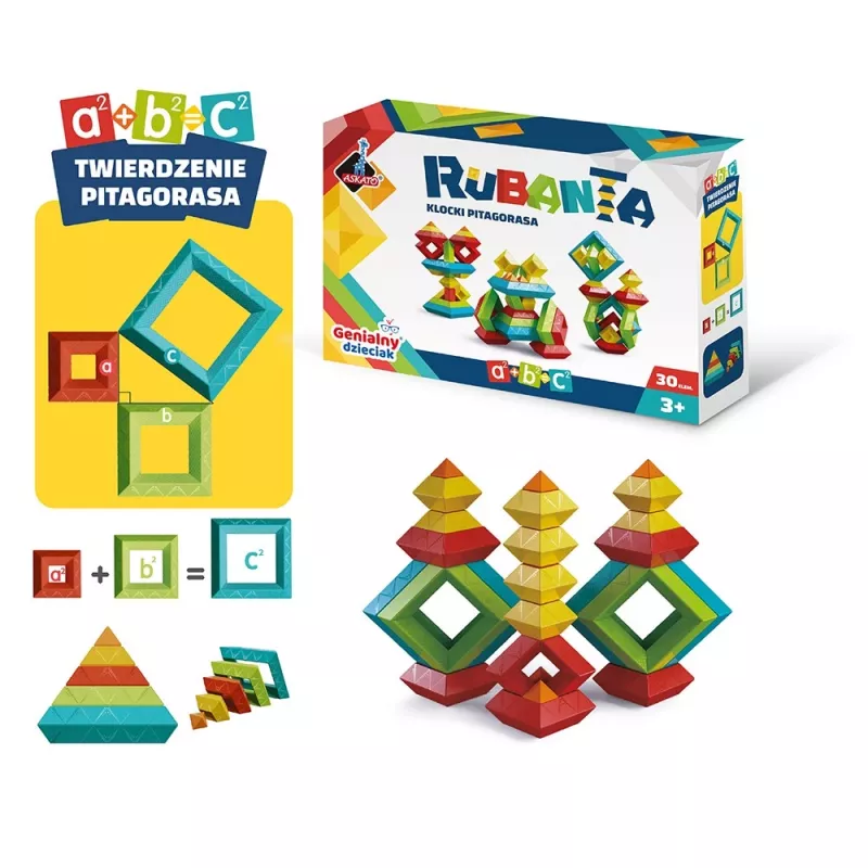 Educatief constructiespeelgoed Ascato Pythagoras Blocks Rubanta 30 delen model 119403