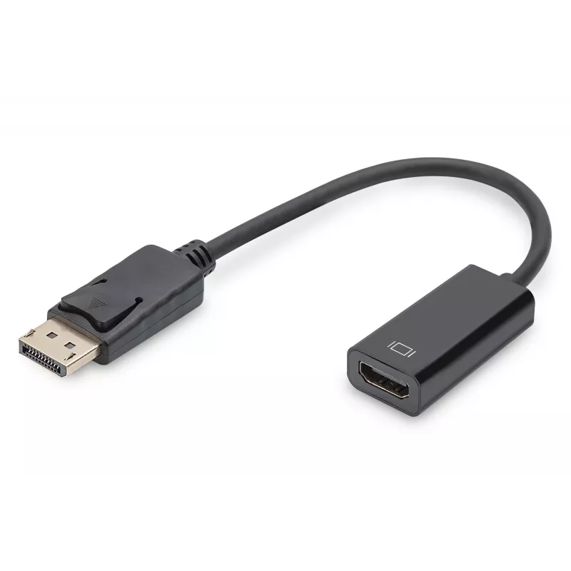 DIGITUS adapter, DisplayPort stekker - HDMI A bus DisplayPort standaard 1.1a, UL20276 gecertificeerd, AWG28 (DB-340400-001-S)