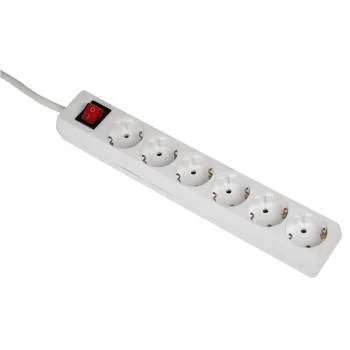 Hama 00108833 6-voudig stekkerdoos met schakelaar en kinderbeveiliging, 5 m, wit