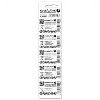 Knoopcel lithiumbatterij everActive CR2450, 3 V, 5 mm hoogte — 5-pack