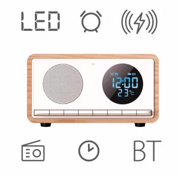 MANTA RDI912W Rimini radiowekker, Bluetooth en draadloos laden, wit