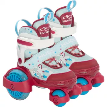 HUDORA My First Quad LED kinder-rolschaatsen maat 26–29, rood/lichtblauw met LED-verlichting