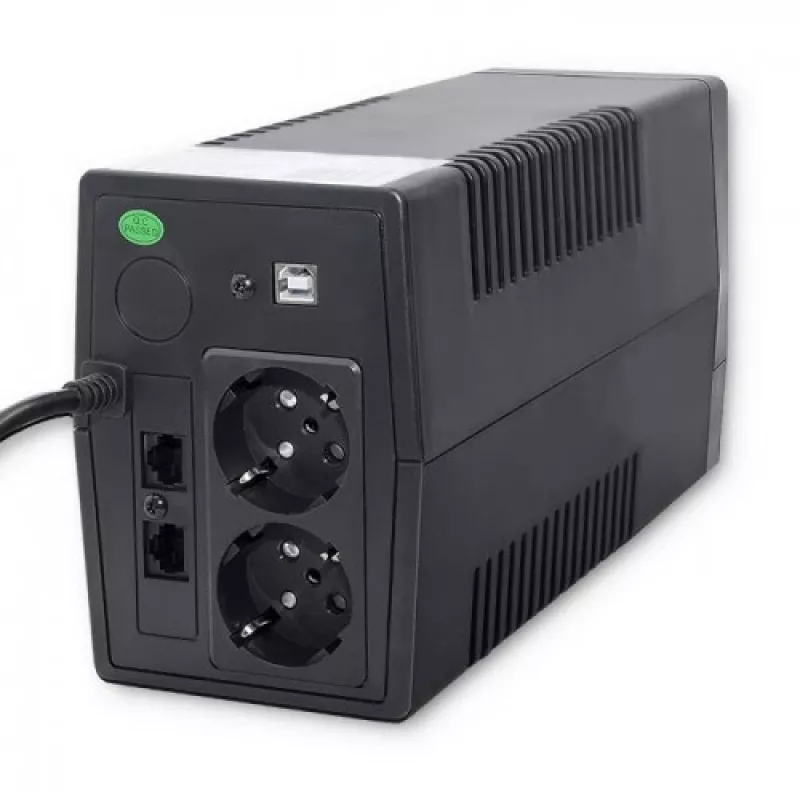 Qoltec Monolith UPS (uninterruptible power supply) dubbelconversie (online) 1 kVA 600 W 2 Schuko-stopcontacten