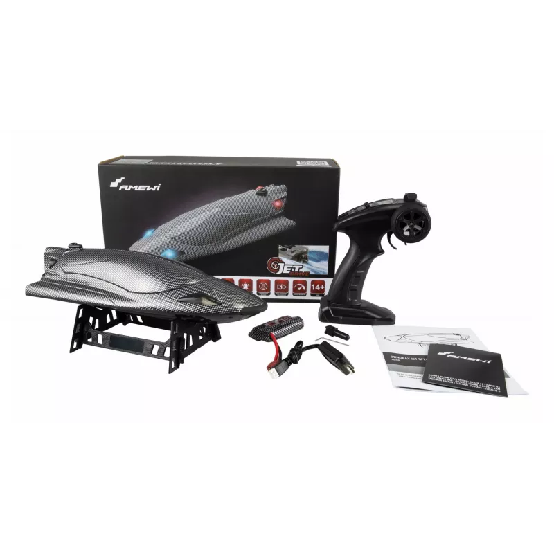Op afstand bestuurbare snelle boot Amewi Stingray Jet Drive 335mm RTR, carbonlook