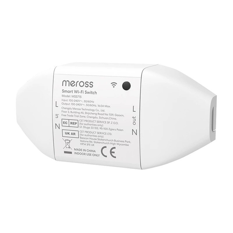 Smart-wifischakelaar Meross MSS715MA-UN Matter-compatibel – eenkanaals inbouwrelais voor huisautomatisering