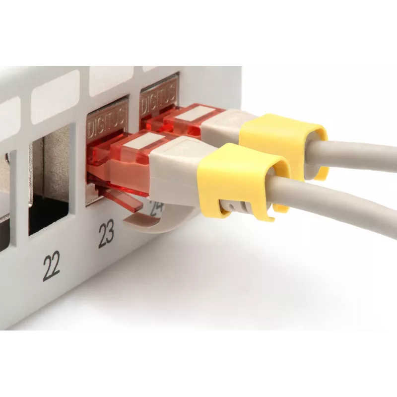 DIGITUS - kabelclips met kleurcodering - voor patchkabels - geel (verpakking van 100) (A-CC-Y)