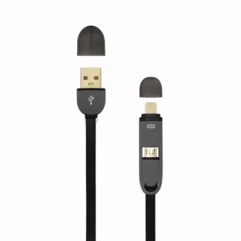 USB-A-stekker naar Micro-USB + 8-pins iPhone-stekker kabel SBOX 1 m zwart