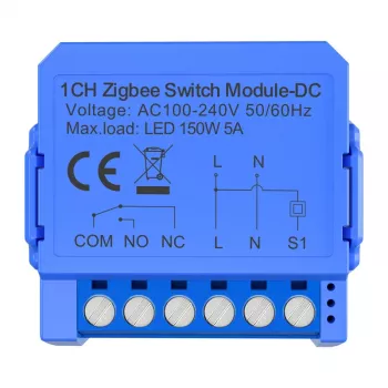 1-kanaals ZigBee-schakelmodule Avatto ZWSM16-DC32V-1, potentiaalvrij contact, DC 32V