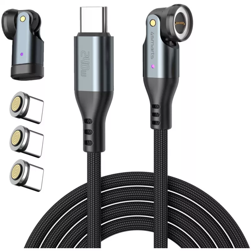 USB-C-kabel 4smarts GravityCord 240W 1,8 m – USB-C-naar-USB-C krachtig opladen en data