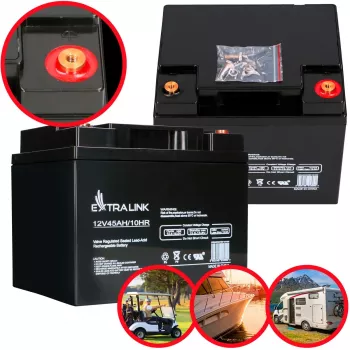 UPS-batterij Extralink Accumulator AGM 12V 45Ah — gesloten lood-zuur (VRLA), 1 stuk, zwart