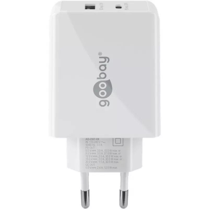 Goobay Dual USB-C™ PD (Power Delivery) snellader (30 W) (61674)