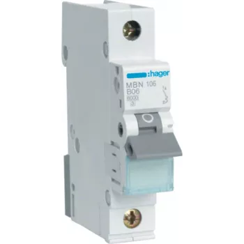 Hager MBN106. AC-ingangsfrequentie: 50/60 Hz, nominale uitgangsstroom: 6 A (MBN106)