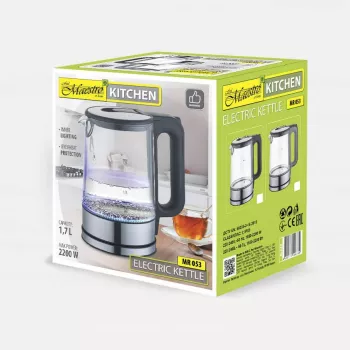 Waterkoker Maestro MR-053 1,7 l 2200 W glazen behuizing zwart met waterstandindicator
